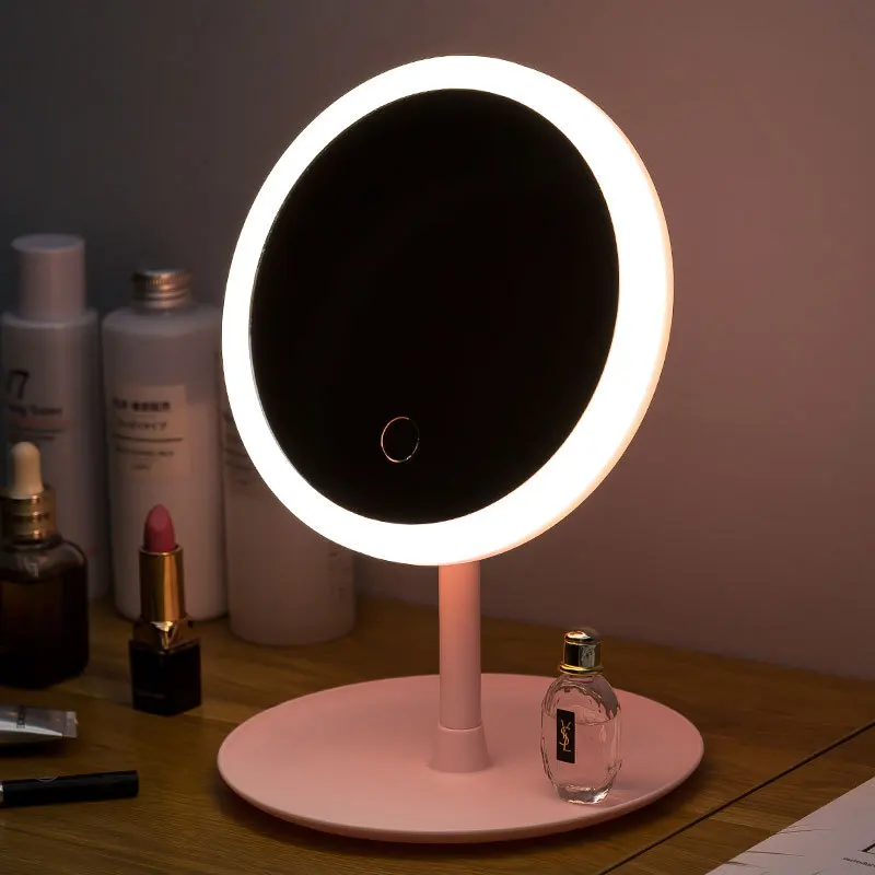 

Зеркало для макияжа круглое со светодиодсветильник кой, с USB-зарядкой