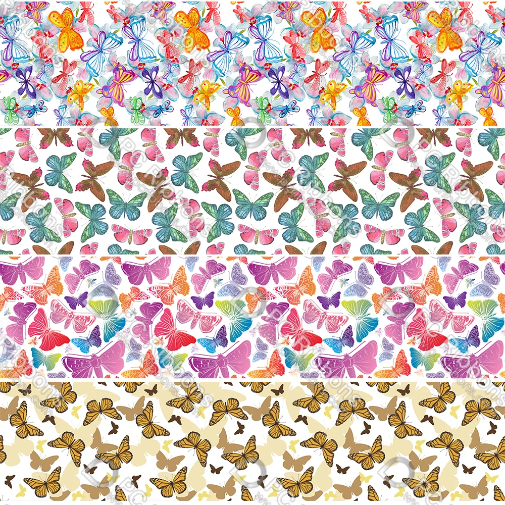 

16-75MM Cartoon Butterfly Printed Grosgrain Polyester Ribbon 50 Yards Gift Wrapping Diy Bows Wedding Drections Ribbons
