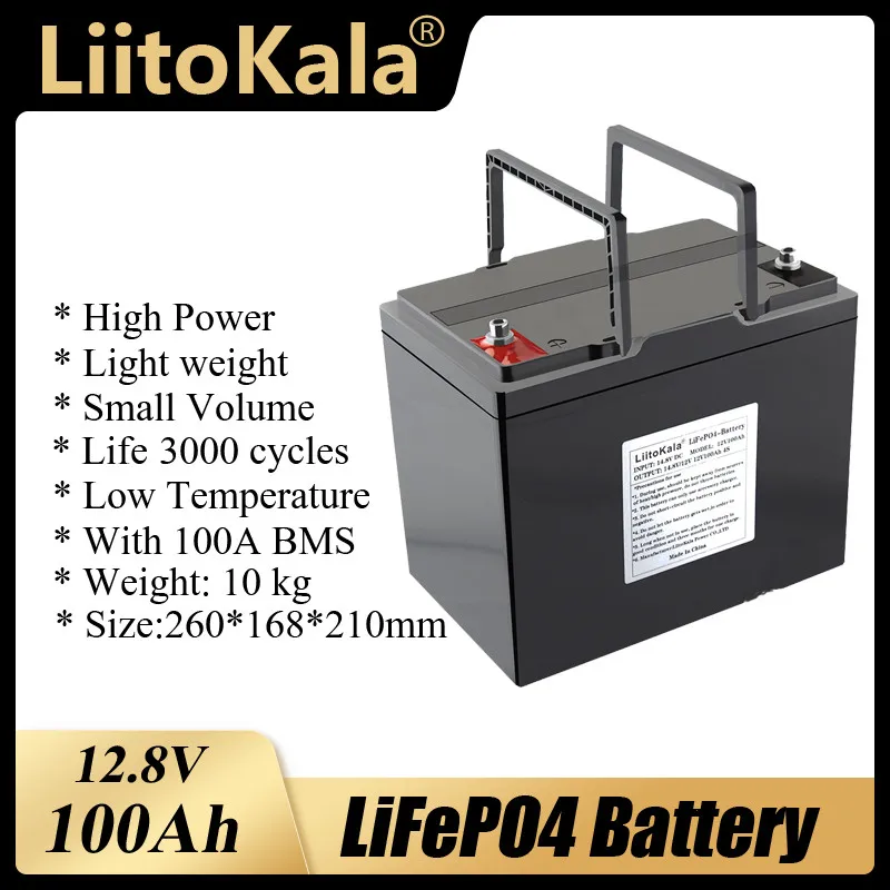 

LiitoKala 12V 100Ah LiFePO4 Battery 12.8V Power Batteries 3000 Cycles For RV Campers Golf Cart Off-Road Off-grid Solar Wind
