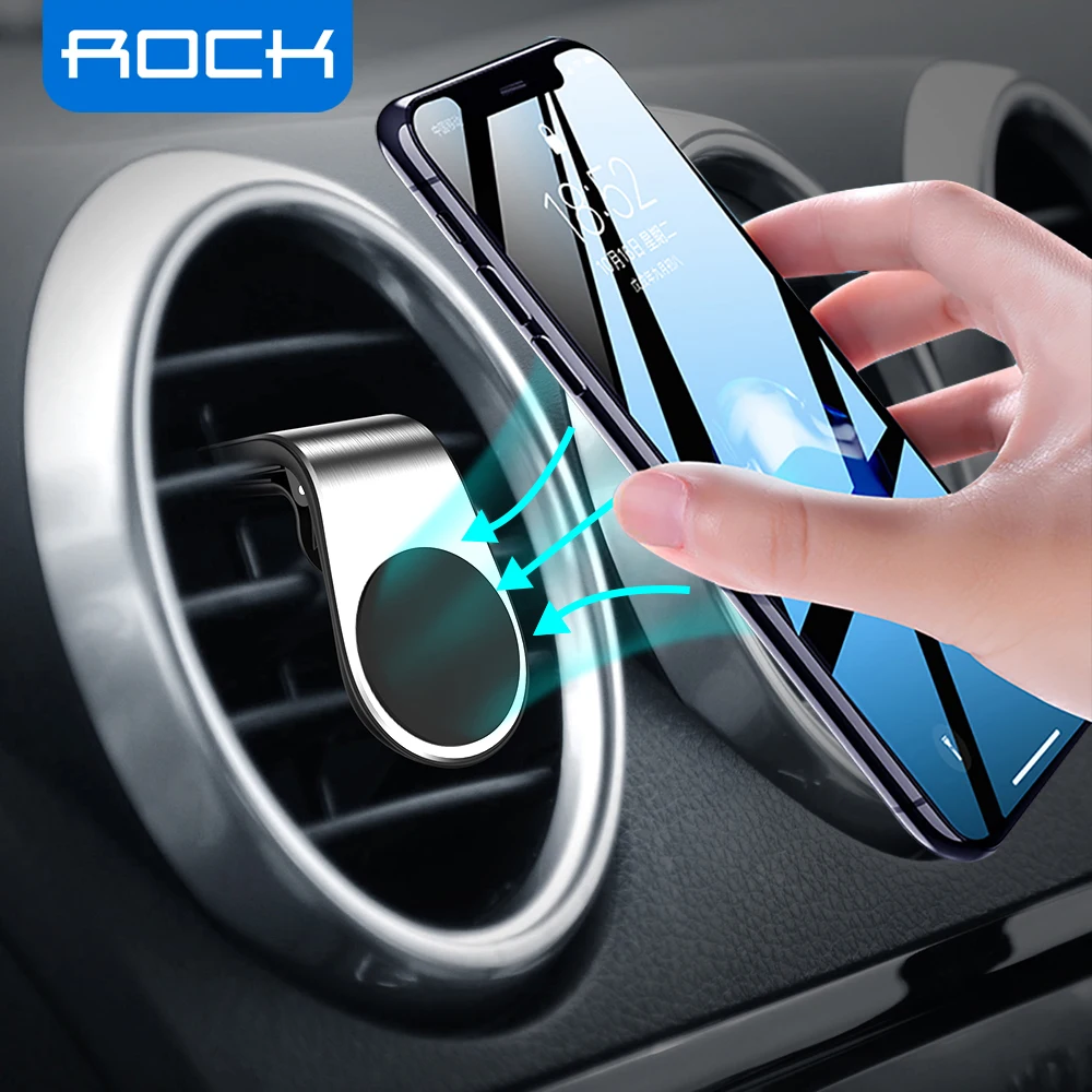Магнитный автомобильный держатель Rock для телефона металлический iPhone Samsung Xiaomi 360 |