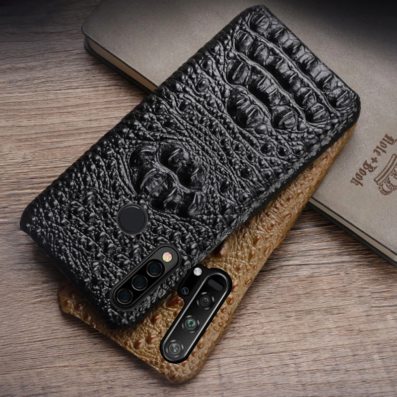 

Leather Phone Case For Huawei P20 P30 lite P40 Pro Nova 5T Case Cowhide Crocodile Head For Honor 8X 9X 10 20 30 30s Pro Cover