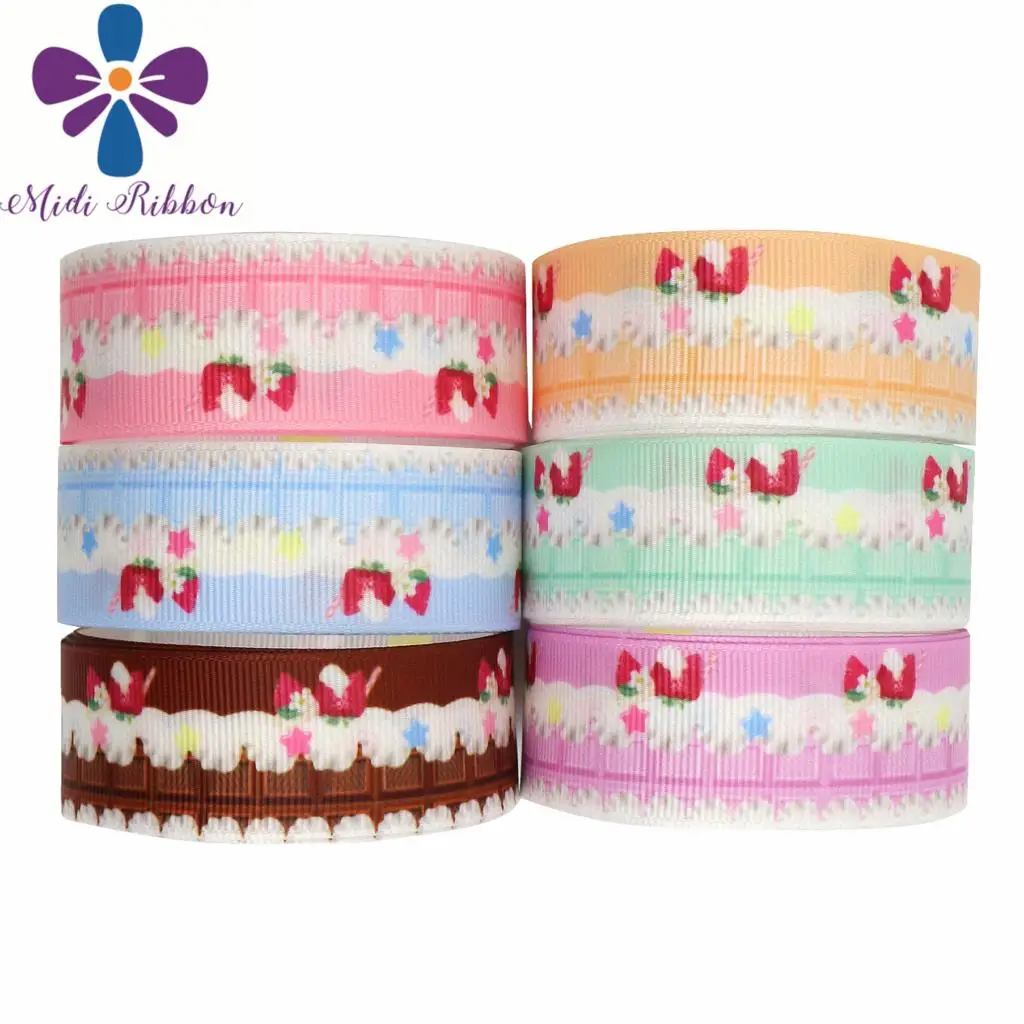 16 мм-75 мм корсажная лента с принтом клубничного торта и шоколада для