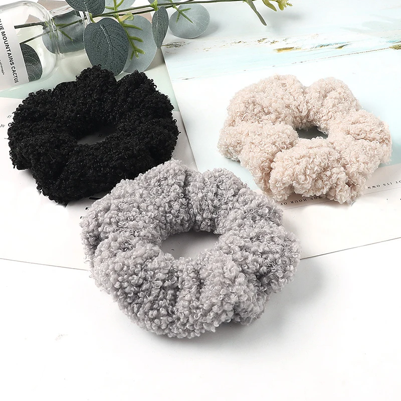 

Winter Lamb Plush Warm Scrunchies Women Girls Elastic Hair Rubber Bands Accessories Tie Hair Ring Rope Holder Headdress Headwear