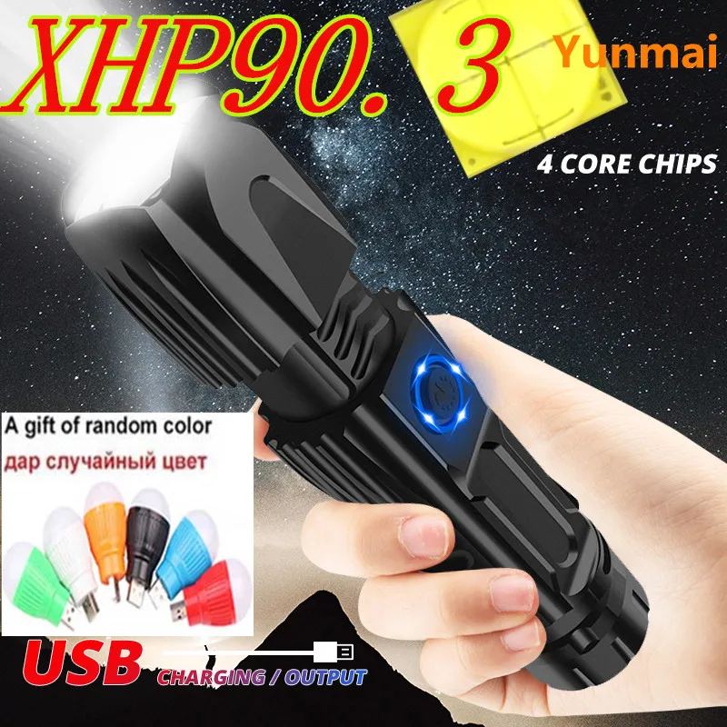 

Самый мощный светодиодный фонарик XHP90 высокой яркости, Тактический фонарик XLamp 90,2, водонепроницаемый фонарик с батареей 26650 для охоты