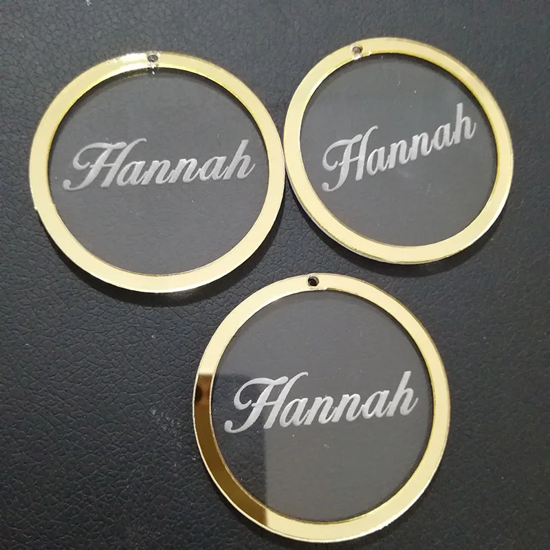 50 шт. Персонализированная круглая рамка свадебные имя и инициалы зеркальные