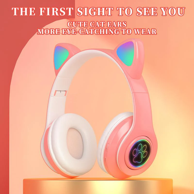 

Wireless Headphones Bluetooth Headsets Kids Gift LED Breathing Light With Mic Subwoofer Folding Sports Earphones Support TF Card