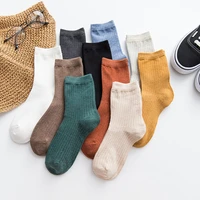 solid color sock middle tube knitted japanese korea loose long socks women pile ins soft fashion girls spring and autumn