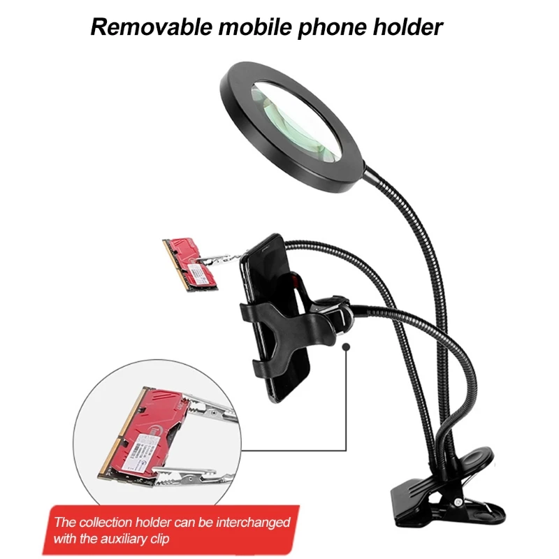 

LED Magnifying Lamp with Clamp 3 Color Modes 10X LED Magnifying Lamp 360Flexible Adjustable Gooseneck Magnifier Light
