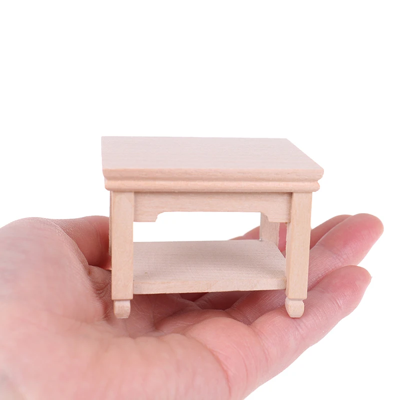 

1/12 Dollhouse Miniature Mini Wooden Tea Table Model Accessories DIY Furniture Toys