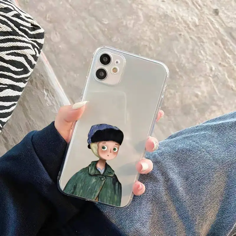 

Aesthetic Van Gogh graffiti Phone Case Transparent for iPhone 11 12 mini pro XS MAX 8 7 6 6S Plus X 5S SE 2020 XR