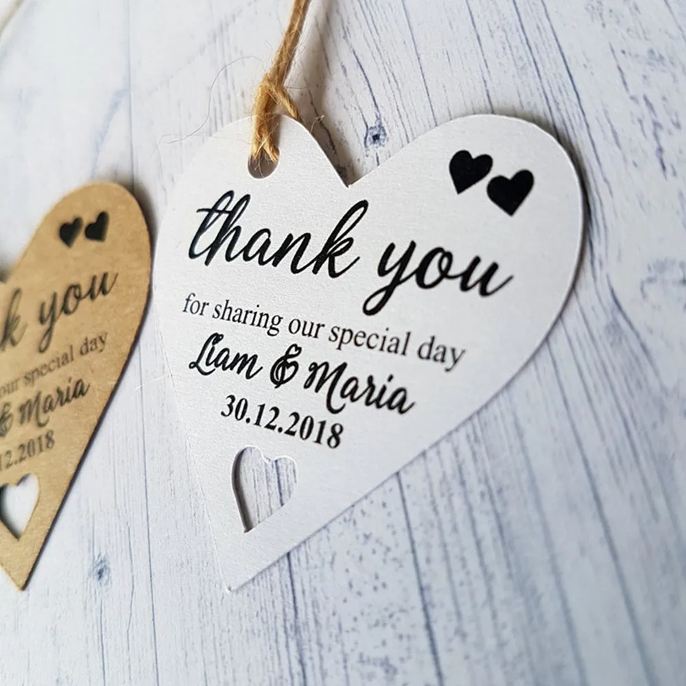 customized Wedding Heart Shaped gift Tags Personalised Thank You For Sharing Our Special Day bachelor Bridal Baby Shower lables | Дом и сад