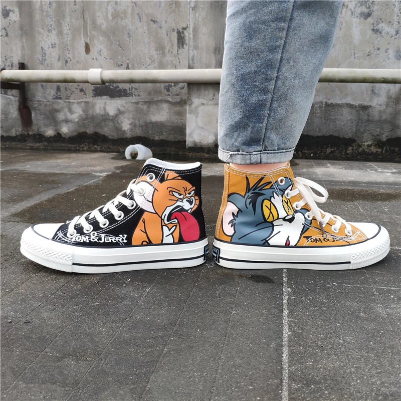 

Cartoon Printing Canvas Men's Sneakers Platform Yellow High top Sneaker Shoes Casual Vulcanize Trainers Shoes zapatillas hombre