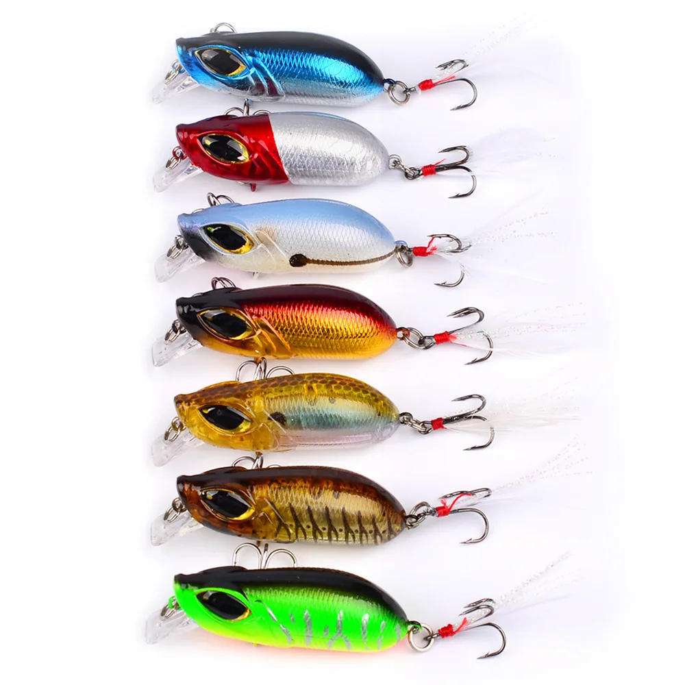 

PROBEROS 7pcs Fishing Lure Set 8.2g 5.5cm Hard Artificial ABS Minnow Lures 7 Color Crankbait Fish Baits #8 Treble hook dhm004