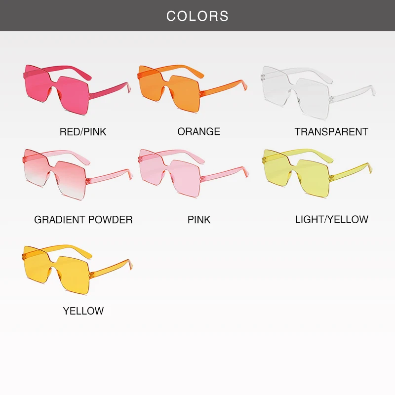 

Fashion Frameless Sunglasses Luxury Brand Retro Women Men Red Yellow 2020 Square Sunglasses Women Driving Shadow UV400