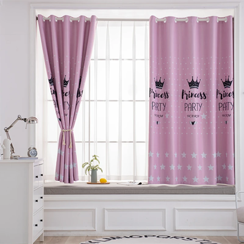 

Blackout Short Curtains Playful crown Pattern for Living Room Bedroom Kitchen Window Treatments Home Decoration Drapes 2JL861