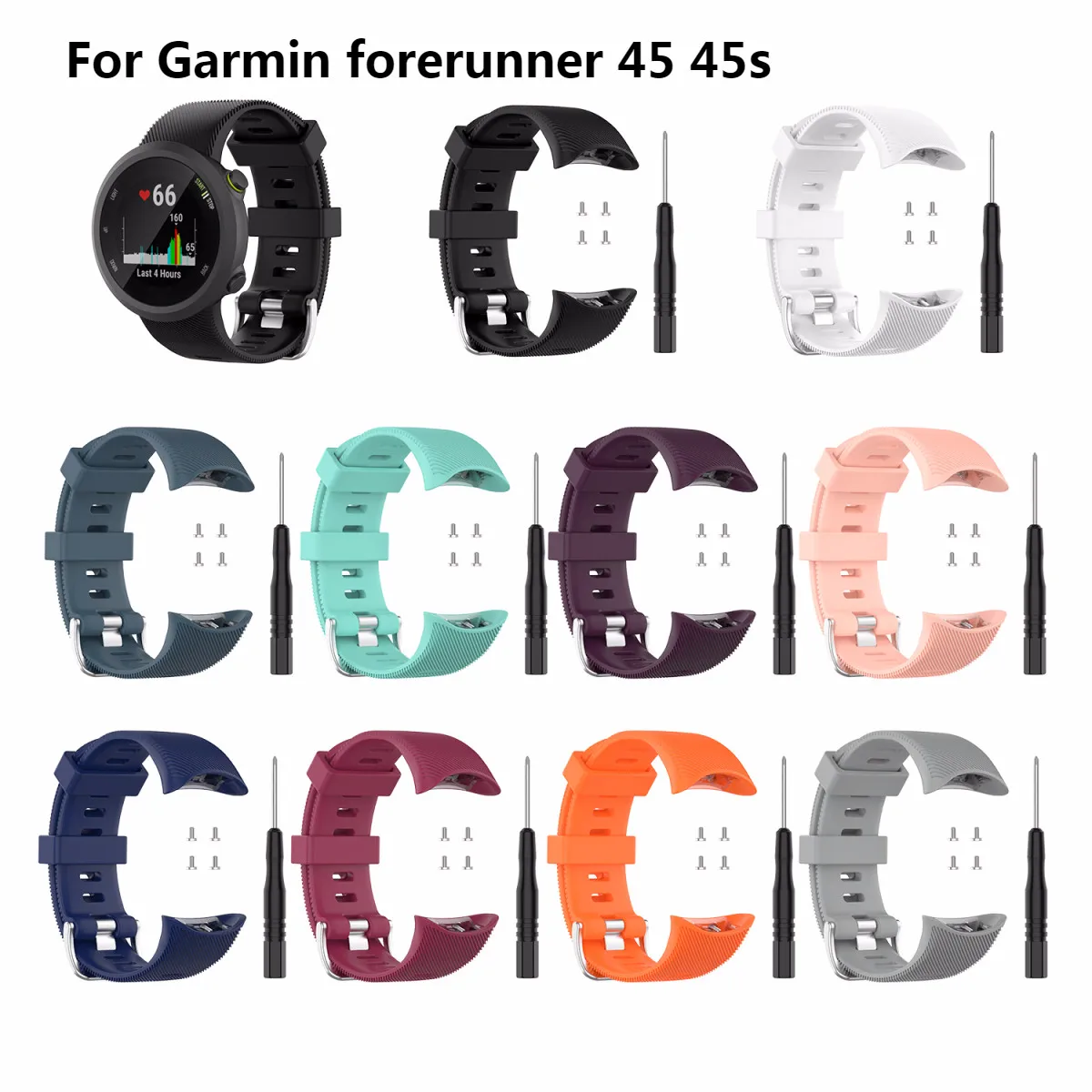 Спортивный мягкий силиконовый сменный ремешок для наручных часов Garmin Forerunner 45 45S