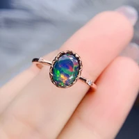faceted cut natural fire black opal ring in 925 sterling silver adjustable ring engagement wedding rings for women gift