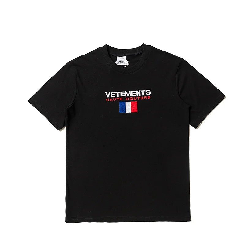 

2020ss Vetements Tees Women Men 1:1 Black White Casual T-Shirts Round Neck Letter Patch Short Sleeve Vetements Top Tees