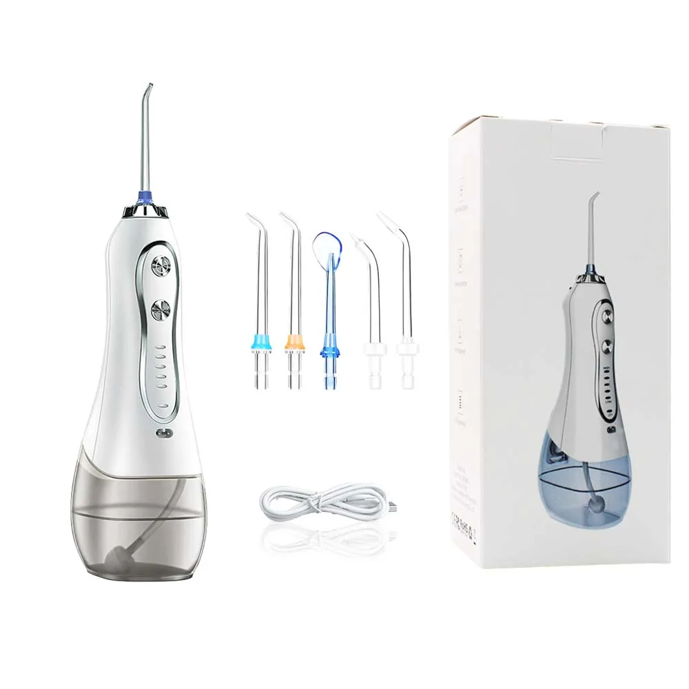 Черный H20floss ирригатор для полости рта портативный водный ирригатор зубная нить 5 режимов USB перезаряжаемая струя воды 300 мл очиститель зубов - Цвет: Черный