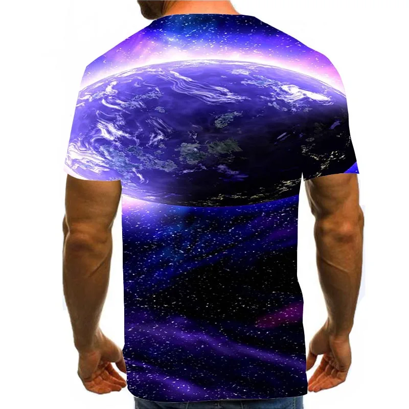 

Men's Graphic T Shirts 3D Print Shirt Summer Tees Galaxy Pattern Tops Purple