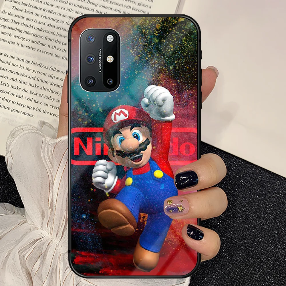 

Fun Super Marios Phone Tempered Glass Case Cover For Oneplus 5 6 7 8 9 Nord T Pro Black Funda