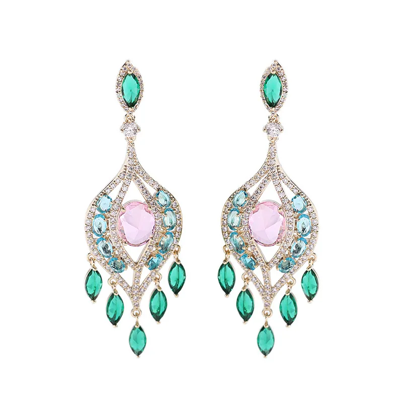 

Trend Temperament Wedding Long Watar Drop Earrings Luxury Brand Jewelry Cubic Zirconia Statement Dangle Earring Women Jewellery
