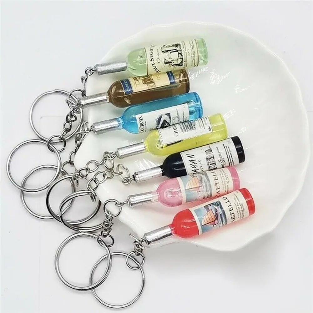 

Unisex Cute Hot Novelty Resin Beer Wine Bottle Keychain Assorted Color Key Tag Zinc Alloy Fashion Car Key Chains