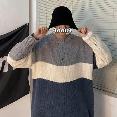 

Large size sweater men's autumn and winter thick korean fashion men's loose lazy knitted sweater