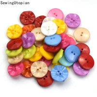 50pcs flower shape 15mm 2 holes button plastic buttons round cartoon button diy craft scrapbooking sewing garment accessories