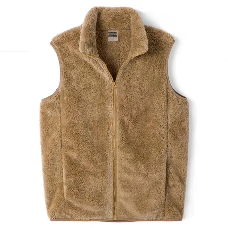 

Versatile Warm Vest Outdoor Flannel Vest Autumn Winter Coral Warm Vest Men's Loose Large Stand Collar Sleeveless Jacket Man