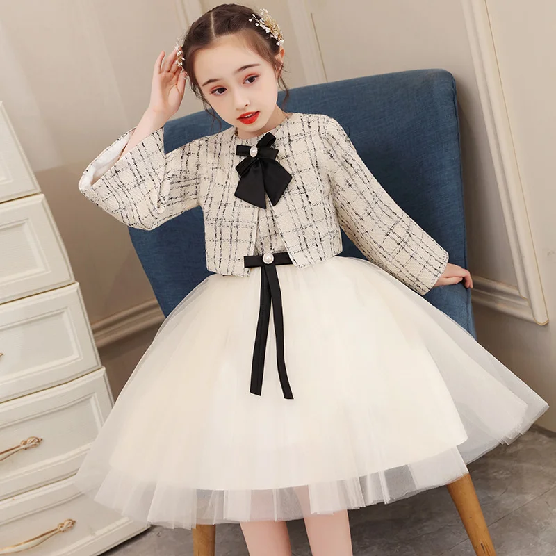 

Girls dress small incense wind jacket autumn and winter clothes thickened long-sleeved dress skirt princess dress
