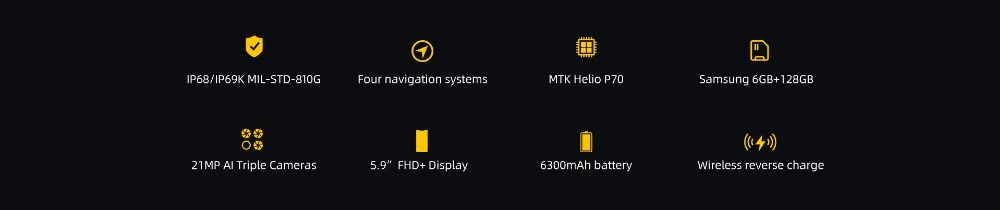 Doogee S68 Pro 5,8" прочный смартфон IP68/IP69K MTK Helio P70 мобильный телефон 6 ГБ 128 ГБ Octa мобильный телефон AL 21 МП Тройная камера NFC