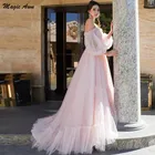 Женское свадебное платье в стиле бохо Magic Awn, розовое кружевное платье с пышными рукавами и аппликацией, ТРАПЕЦИЕВИДНОЕ ПЛАТЬЕ ПРИНЦЕССЫ