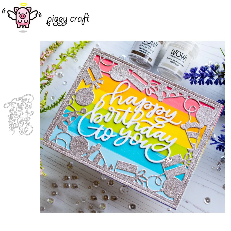 

Металлические высекательные штампы, свинья, для рукоделия, с днем рождения, буквы для скрапбукинга, бумаги, ремесленные ножи, форма, лезвие, ...