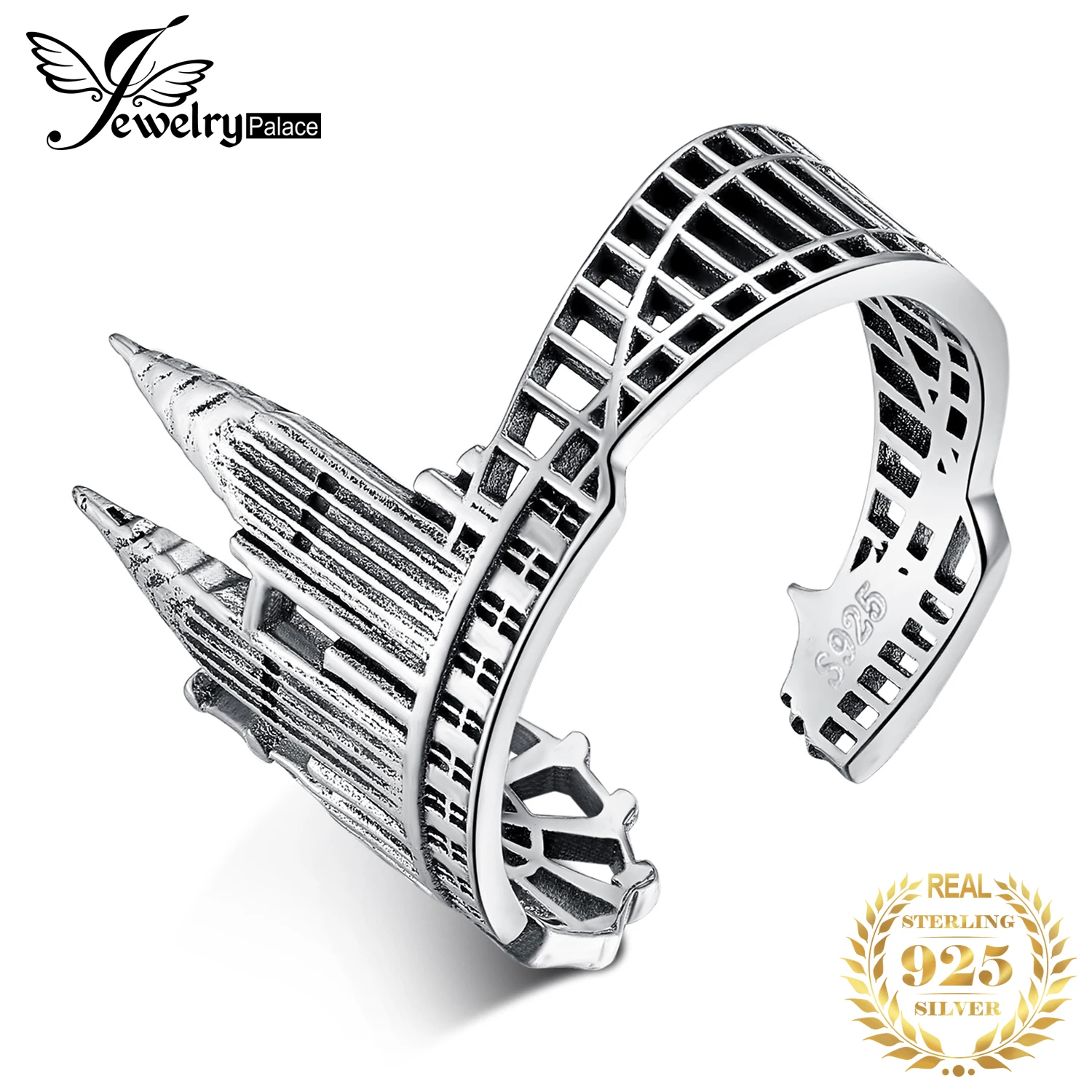 JewelryPalace Twin Towers Rings 925 Sterling Silver for Women Open Stackable Ring Band Jewelry Fine | Украшения и аксессуары