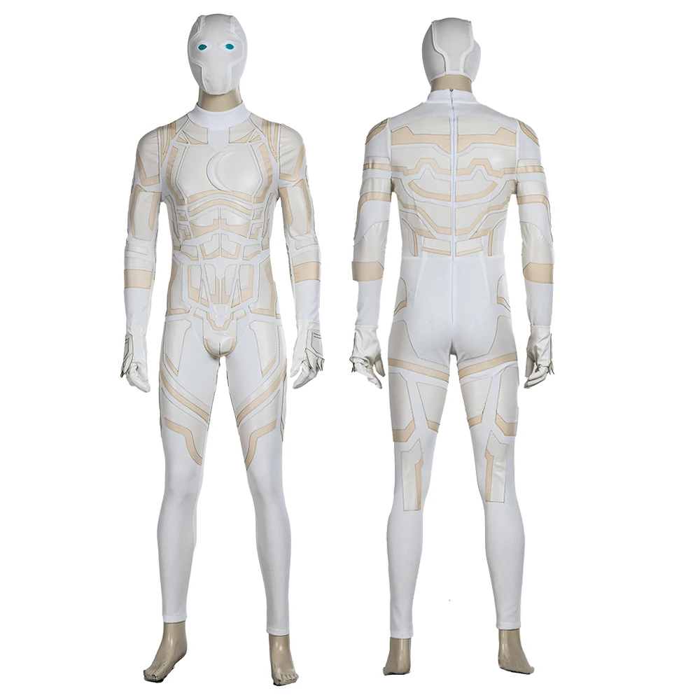 Adult Men Moon Superhero knight Marc Battle suits Cosplay Costume Halloween Masquerade Party Suit
