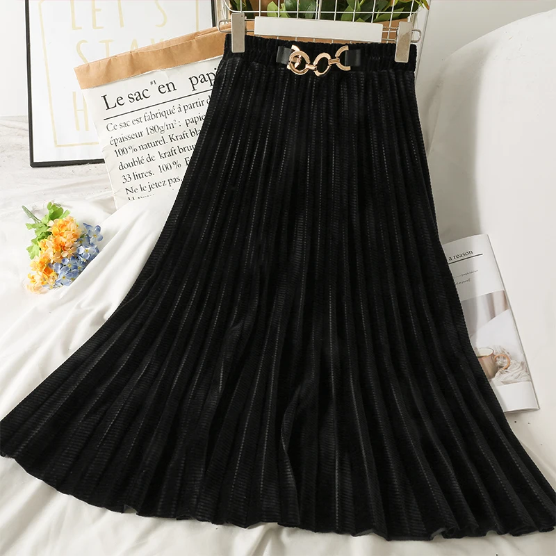 Cheap wholesale 2021 spring  autumn new fashion casual sexy women Skirt woman female OL  pleated skirt  vintage VtC3273