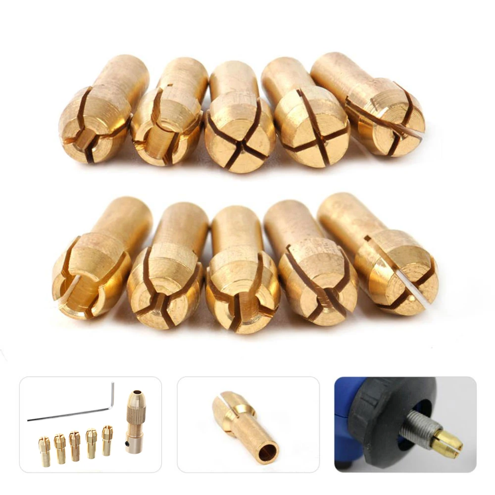 

7pcs-10pcs Brass Mini Drill Chuck Adapter Micro Collet Shaft Drill Bit Set 0.5-3.2mm Fit Nut for Dremel Rotary Power Tools