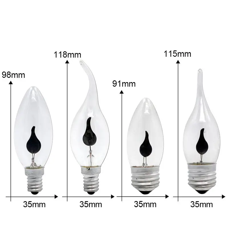 Светодиодная лампа E14 E27 Edison led лампачки со пламени 3 Вт светодиодные лампы в форме