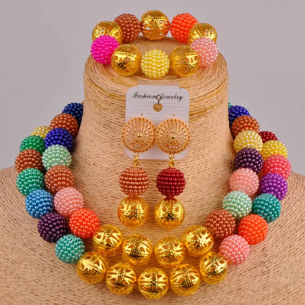 Африканские бусины разноцветный комплект ювелирных изделий имитация жемчуга