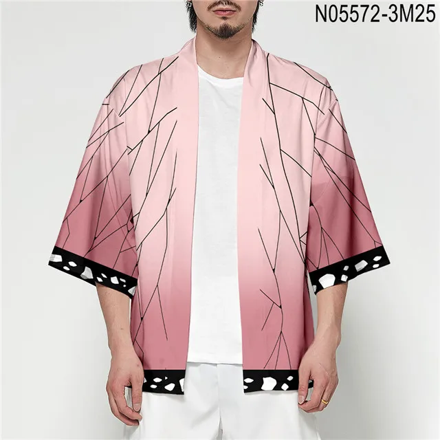 3dhf-37 Demon Slayer Kimetsu no Yaiba 3D полный принт японского Аниме кимоно Haori Yukata Косплей Женщины/Мужчины Лето Повседневная крутая уличная одежда - Цвет: 3dhf-37