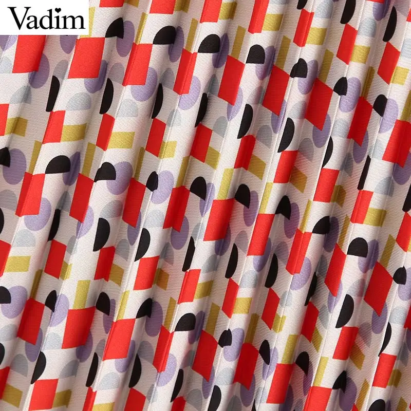 Vadim Женская шикарная плиссированная юбка с принтом на молнии сбоку европейский