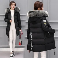 basic jackets female parkas woman coats hooded zip pockets fur collar long casual 2021 warm thick cotton solid winter coats