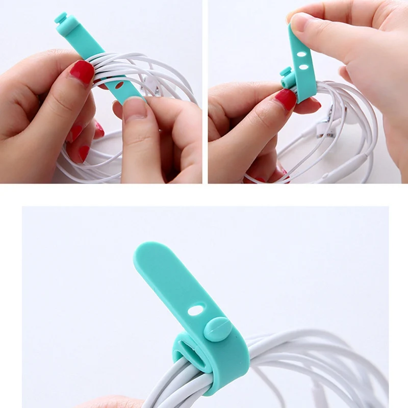 

4Pcs Colorful Silicone Earphone Cord Winder Organizer Multipurpose Charing Cable Holder Clip Management Wire Cord fixer