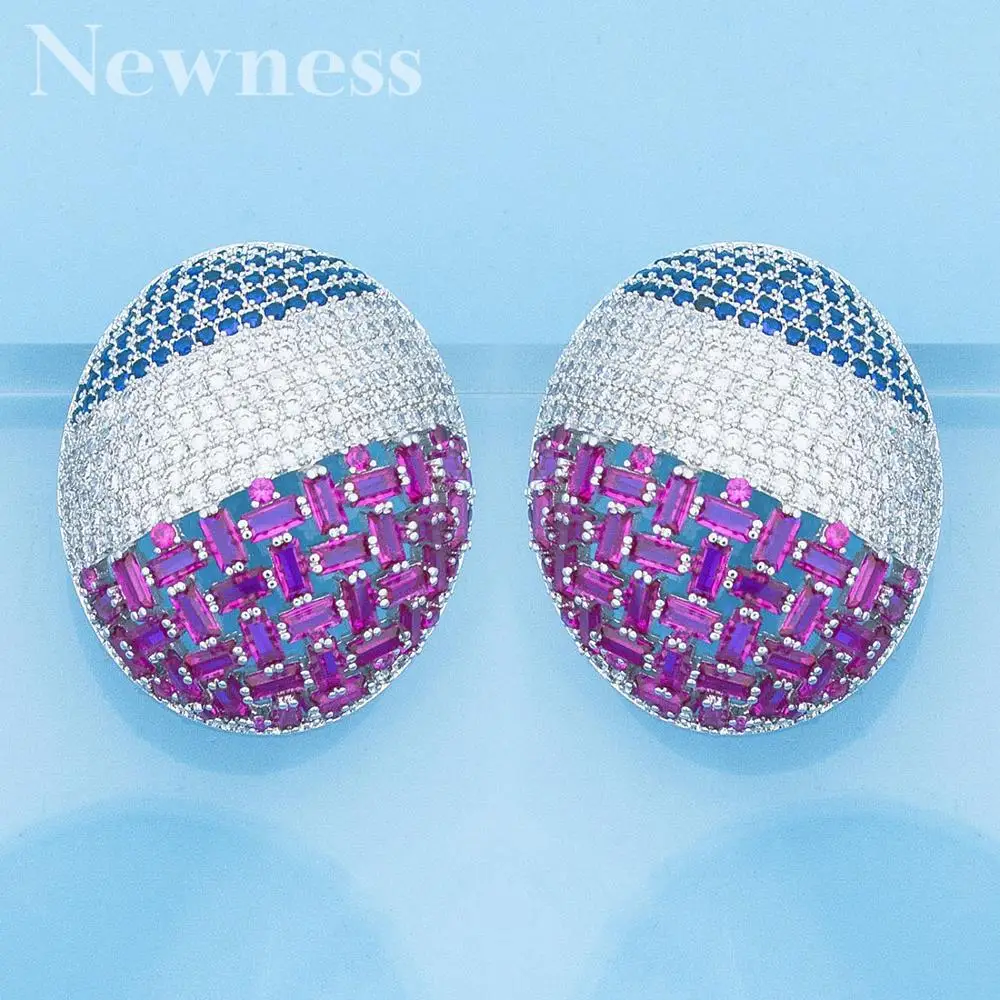 

Newness BIG Luxury Geometric Full Mirco Paved Micro Zirconia Women Bridal Dress Wedding Everyday Drop Earring Fashion Jewelry