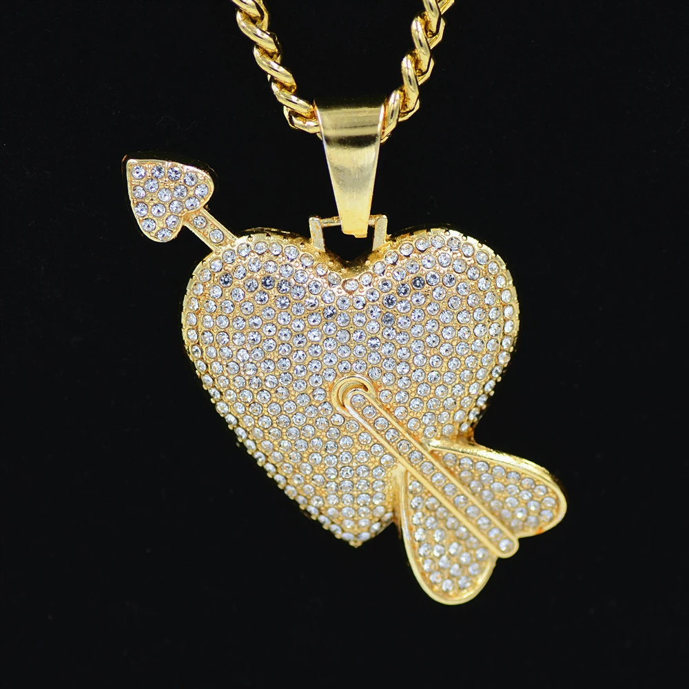 Мужское ожерелье в стиле хип-хоп модная подвеска со стрелкой через сердце