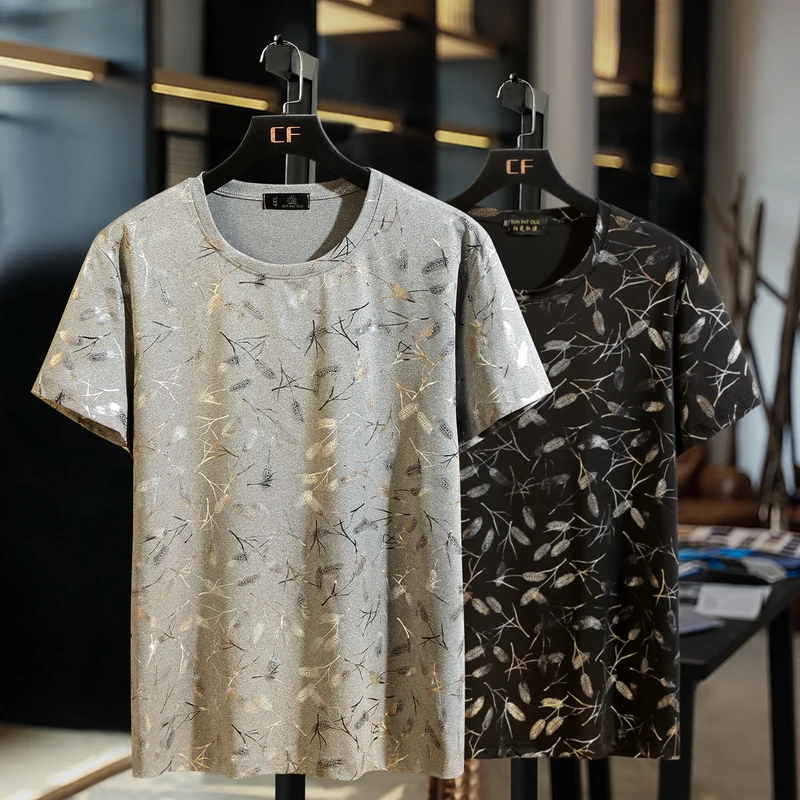 Мужская летняя футболка дышащая ткань удобная повседневная размера плюс 6XL 7XL 9XL