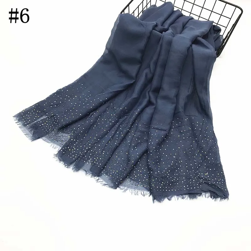 Новый сверкающий шарф со стразами хиджаб плотная шарфы и шали мягкая женская