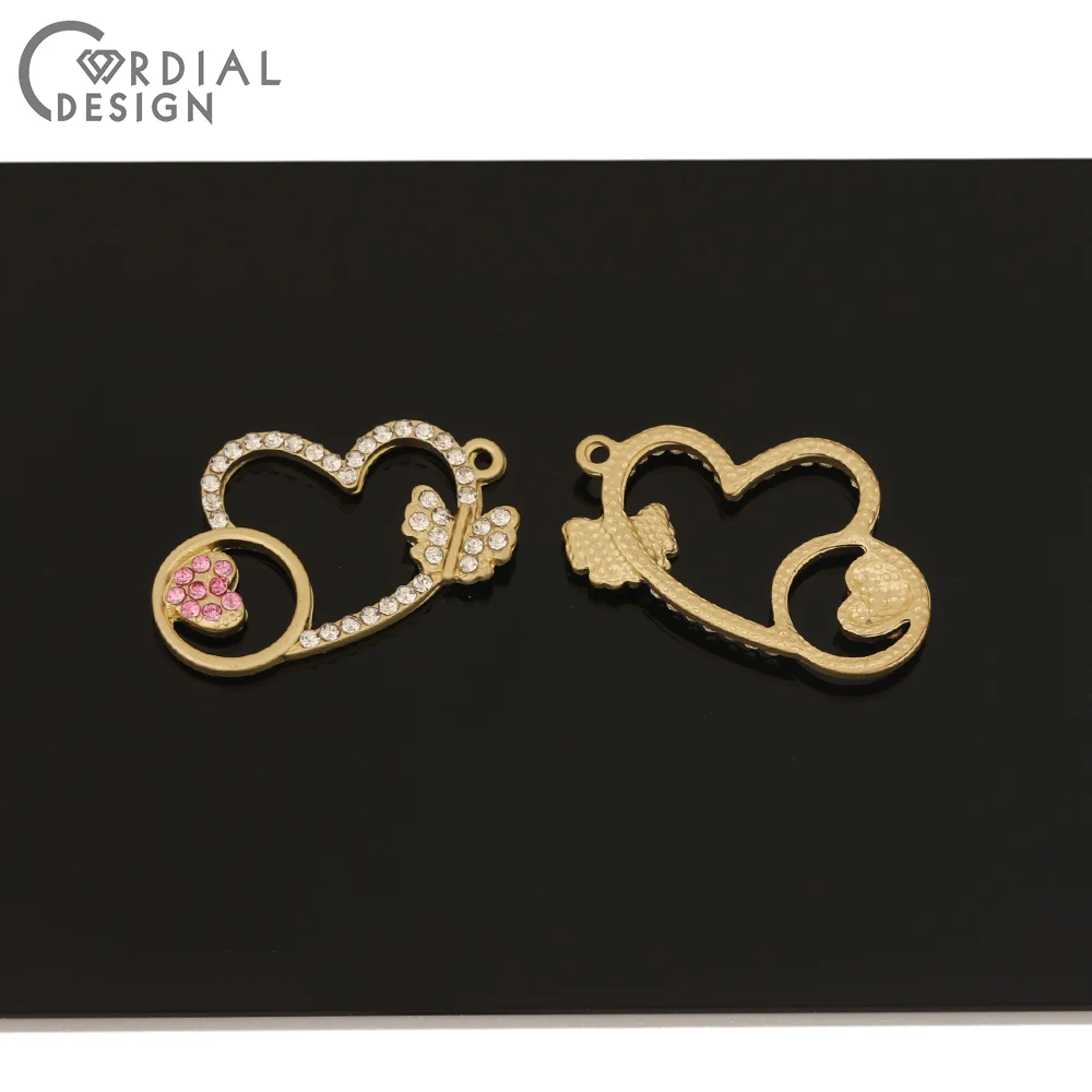 

Cordial Design 50Pcs 21*30MM Jewelry Accessories/Rhinestone Pendant/Heart Shape/DIY Charms/Earrings Findings & Components