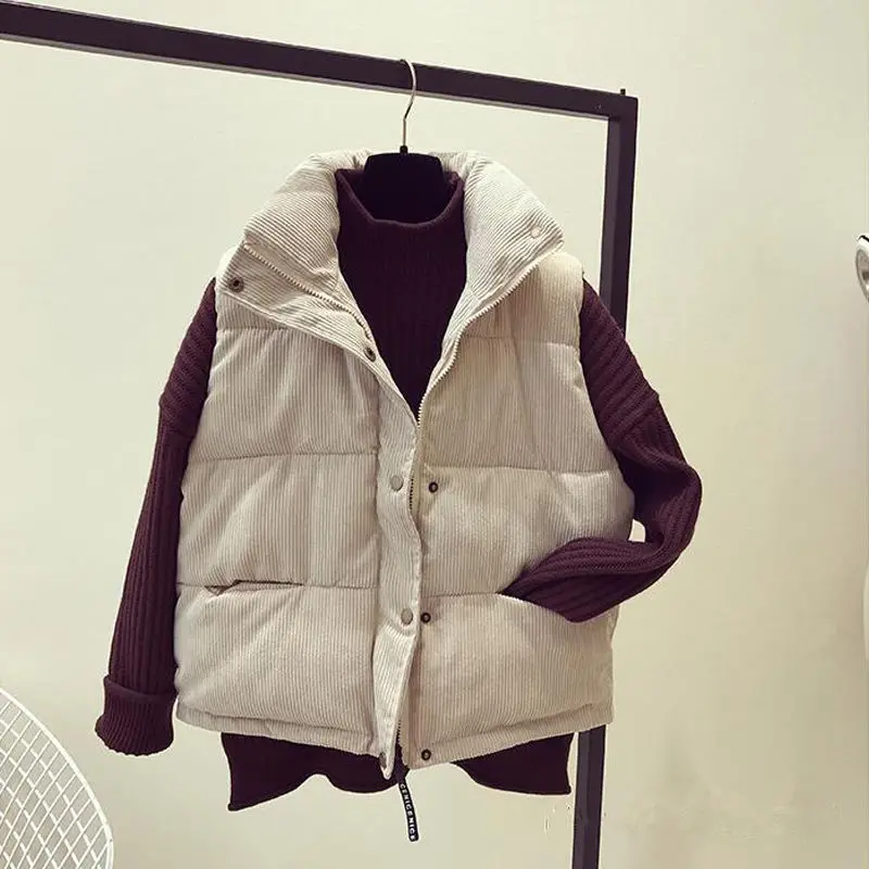 

Waistcoat women's Korean student cotton padded vest versatile shoulder jacket fall / winter 2020 new coat corduroy short coat